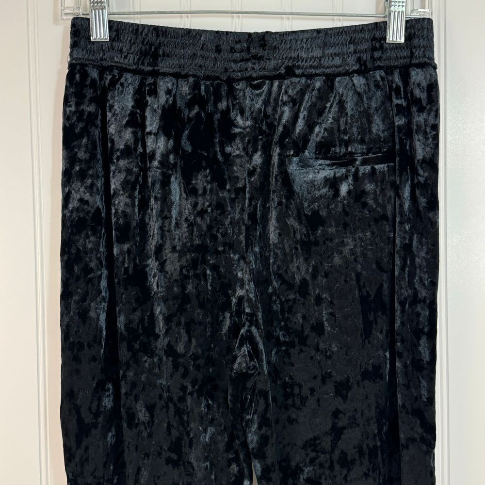 Zara Basic Jogger Women's Black Small‎ Stripe Crushed Velvet Stripe Joggers - Picture 3 of 13